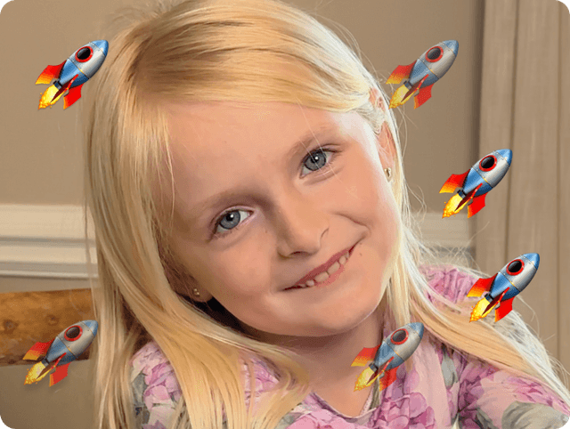 Happy girl with rocket emojis — tapouts is fun