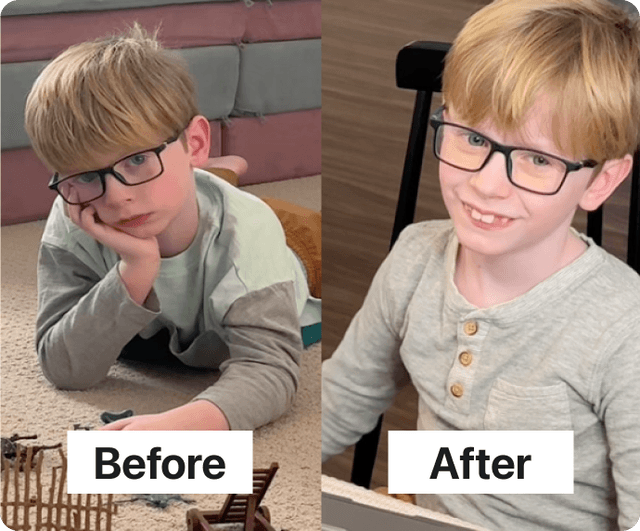 Before and after — child transformation with tapouts